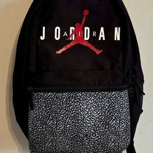 Jordan Red Logo Black and Gray Backpack